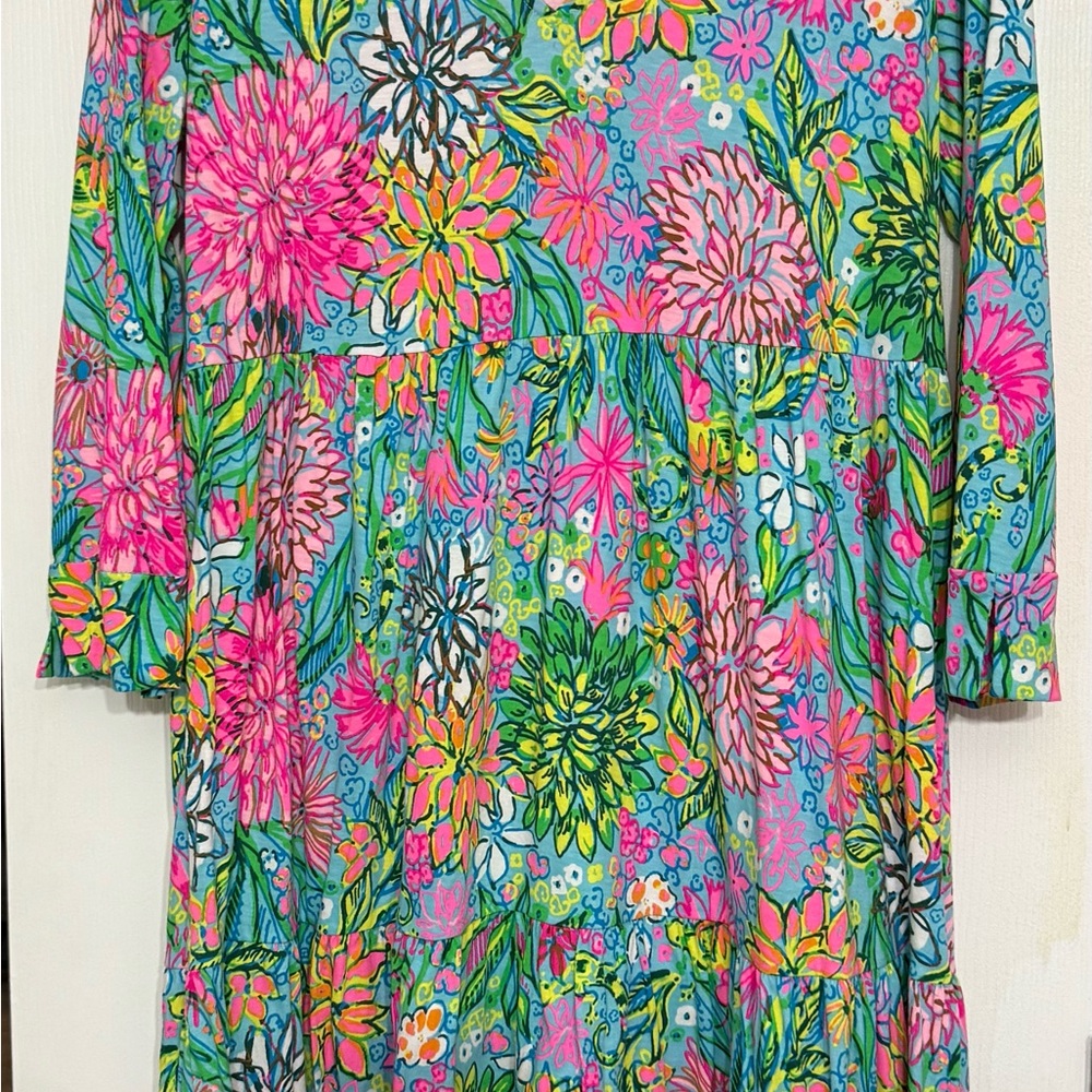 Lilly Pulitzer Pink and Orange Sundress with Bishop Sleeves